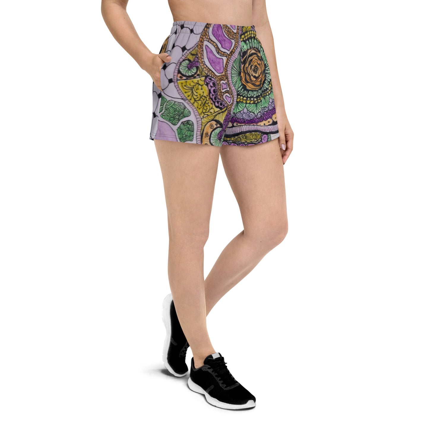 Athletic Shorts - Zen Floral Bliss - Colorful Zentangle Artwork Design