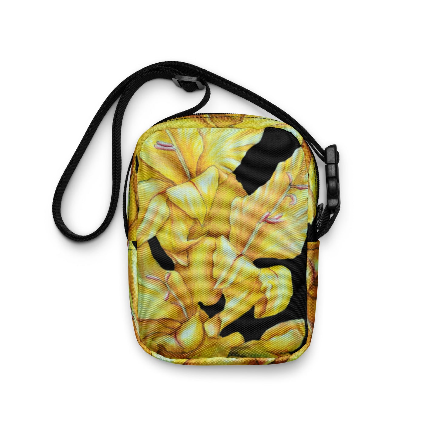 Utility Crossbody Bag: Sunny Blooms Yellow Gladiola Floral Artwork Design