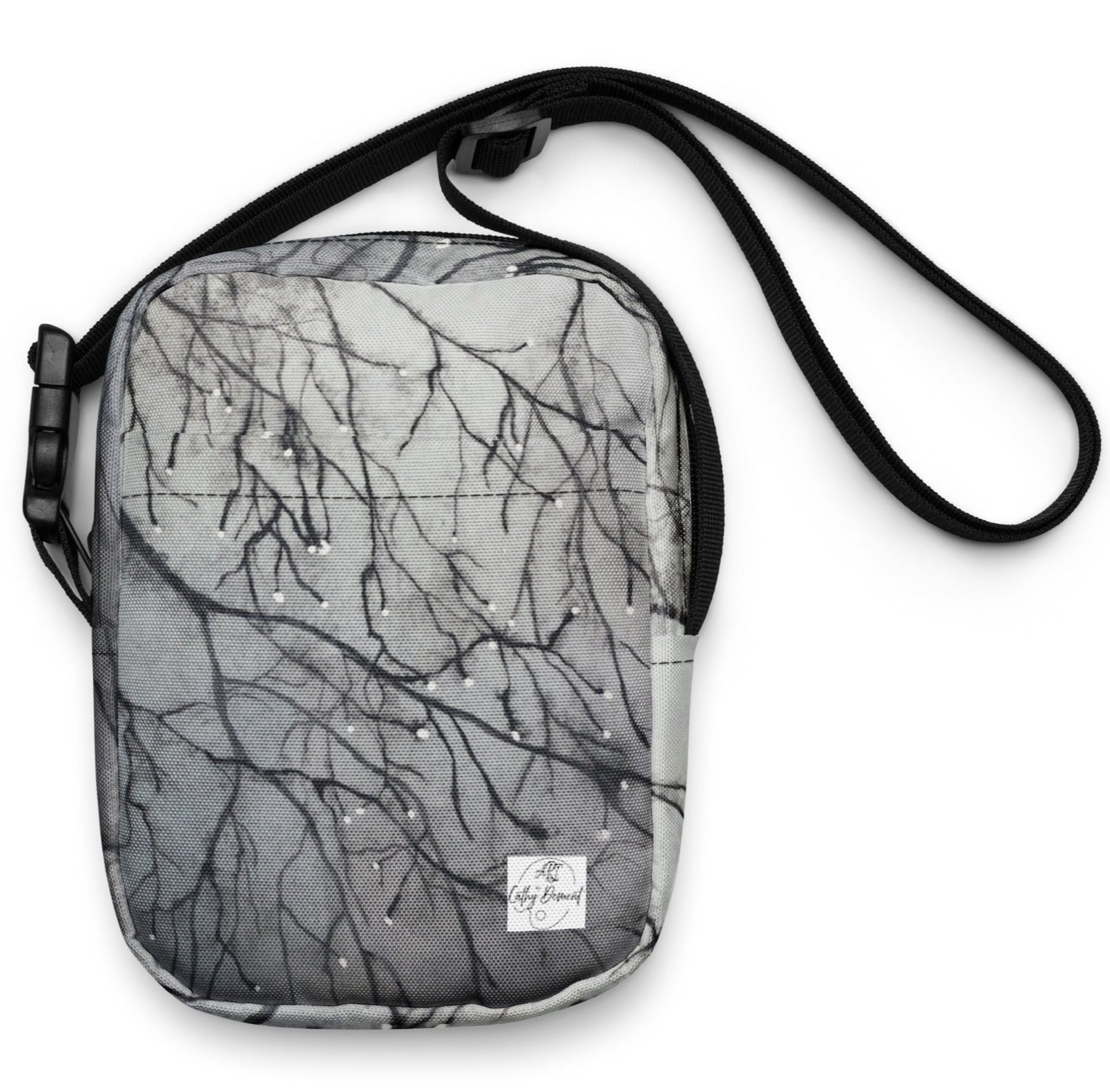 Utility Crossbody Bag Purse: Tranquil Dawn Misty Morning Forest Path