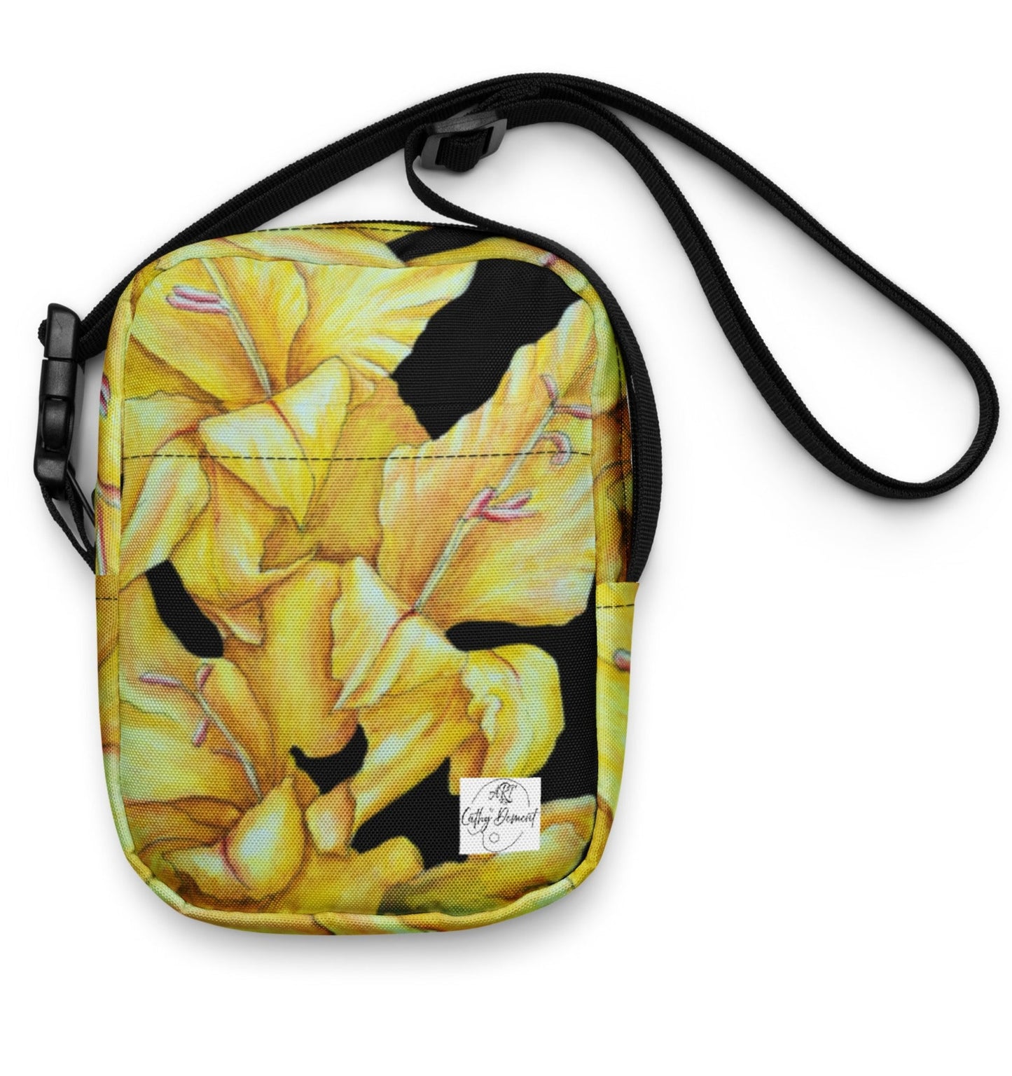 Utility Crossbody Bag: Sunny Blooms Yellow Gladiola Floral Artwork Design