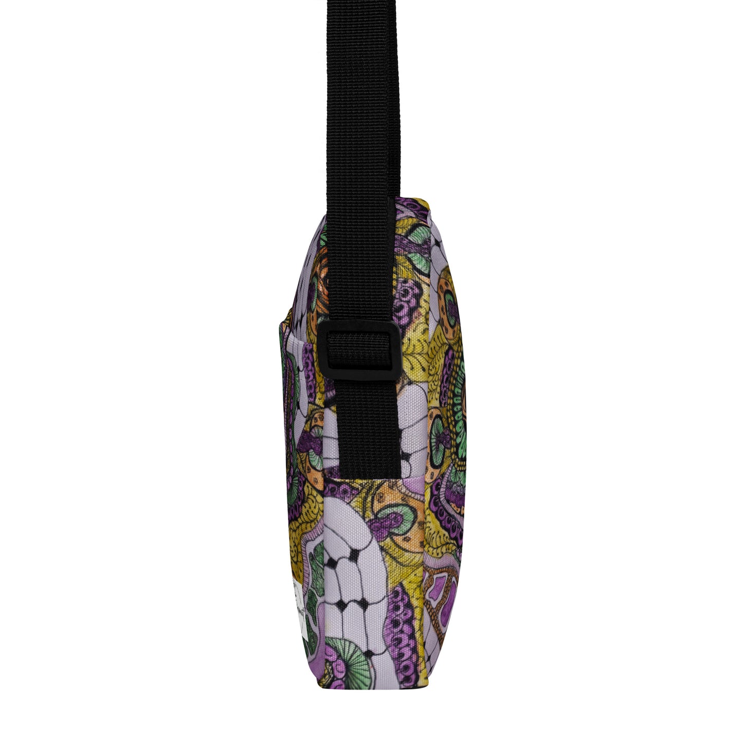 Utility crossbody bag: Zen Floral Bliss: Zentangle Design Artwork