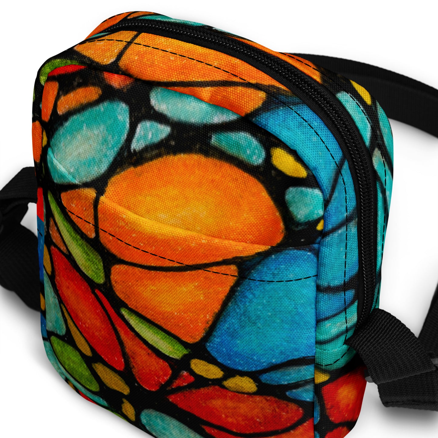 Crossbody Bag - Petals in Motion - Colorful Abstract Floral Artwork, Art Purse