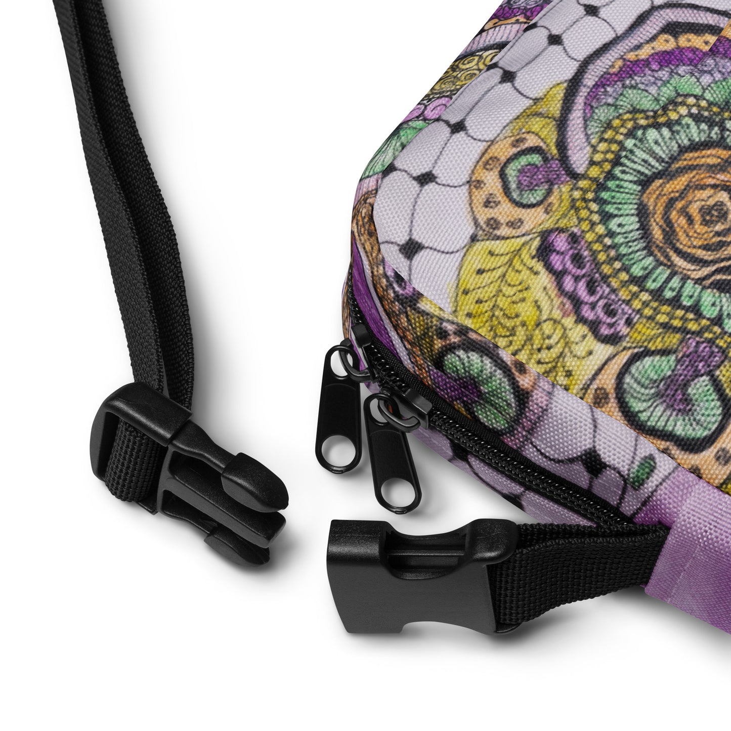 Utility crossbody bag: Zen Floral Bliss: Zentangle Design Artwork