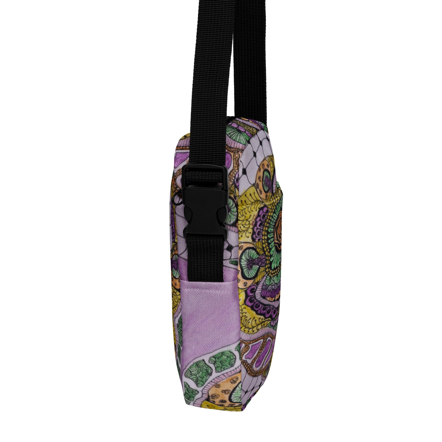 Utility crossbody bag: Zen Floral Bliss: Zentangle Design Artwork