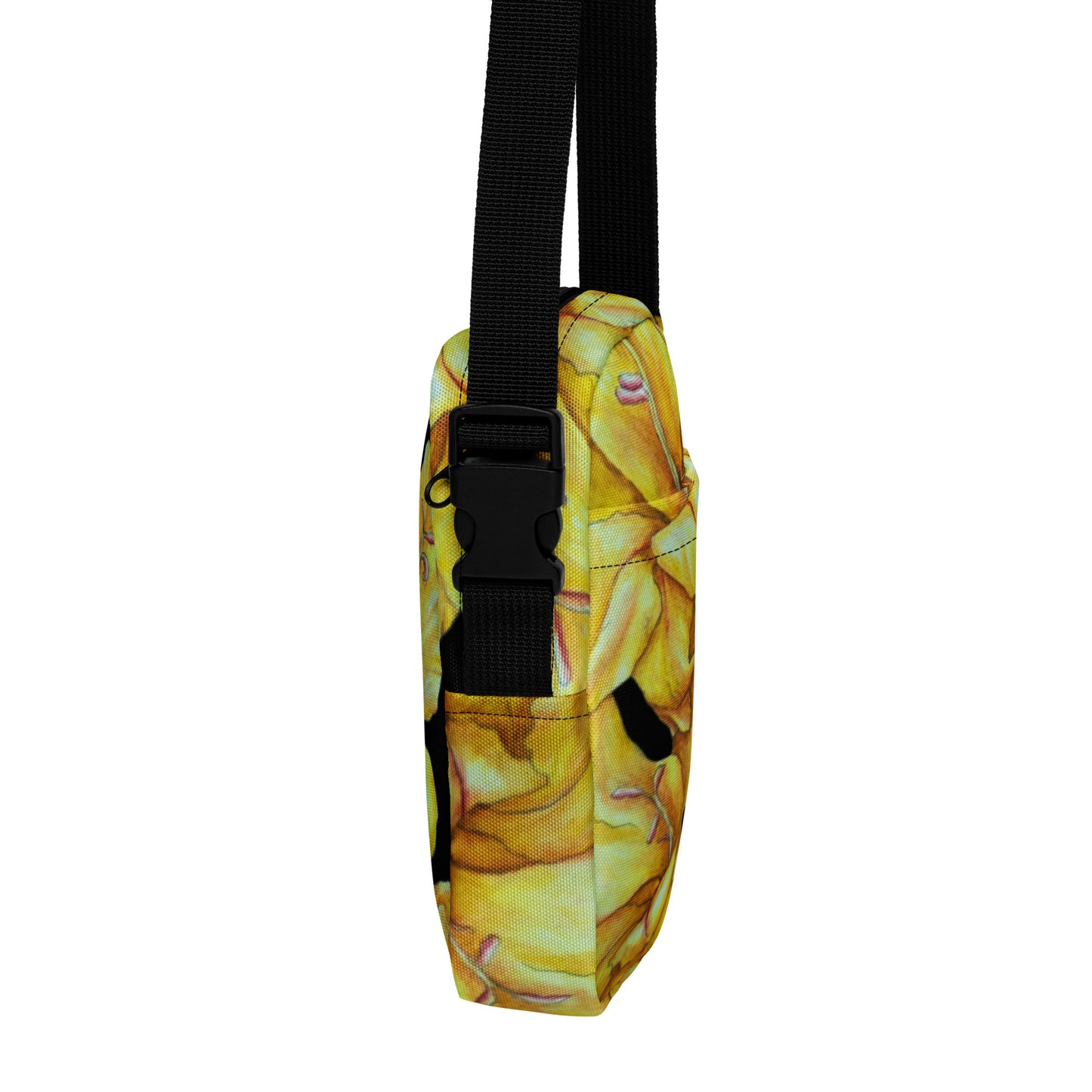 Utility Crossbody Bag: Sunny Blooms Yellow Gladiola Floral Artwork Design