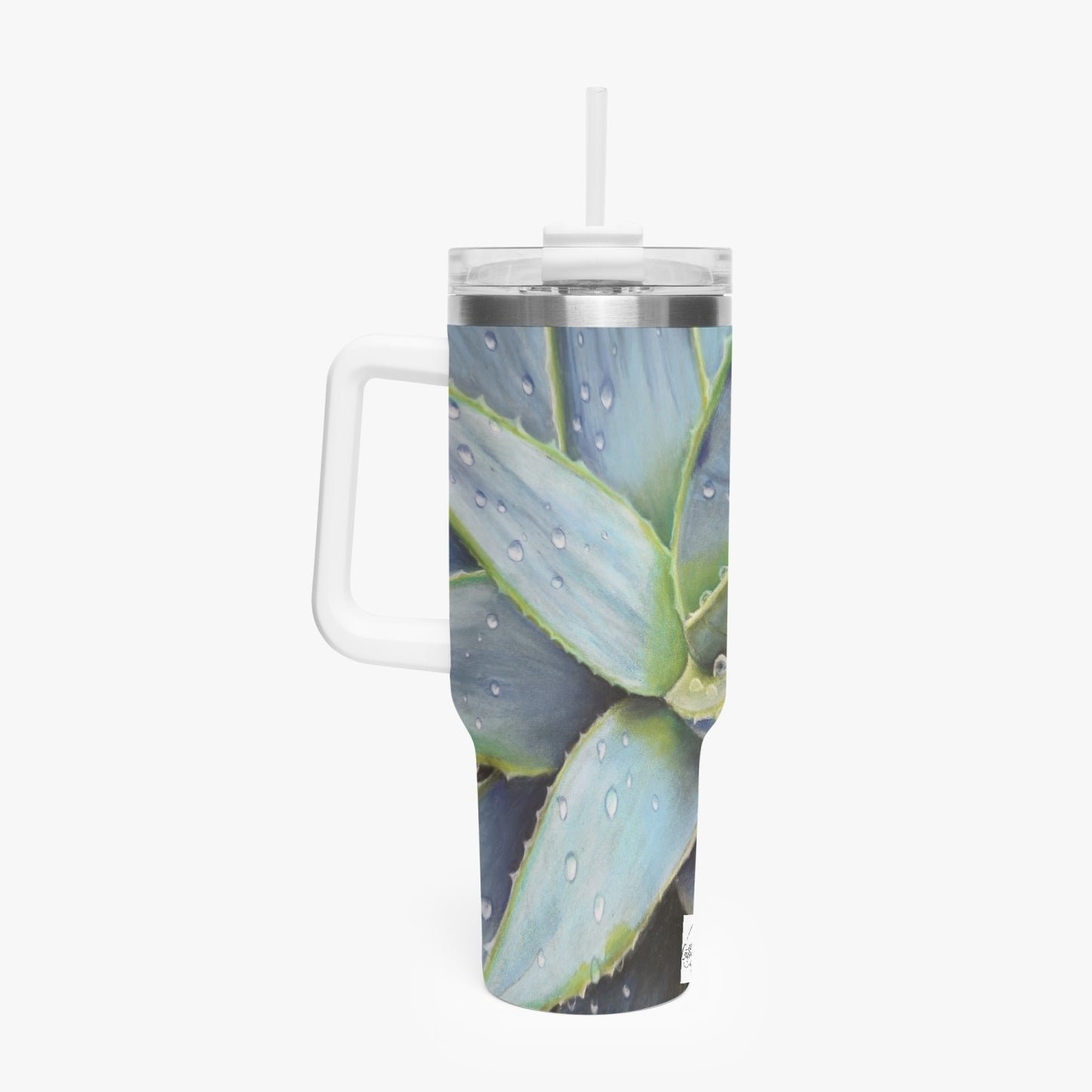 Stainless Steel Tumbler Cup - 40oz Desert Jewel - Blue Agave Plant Travel Mug, Floral Artwork by Cathy Dement