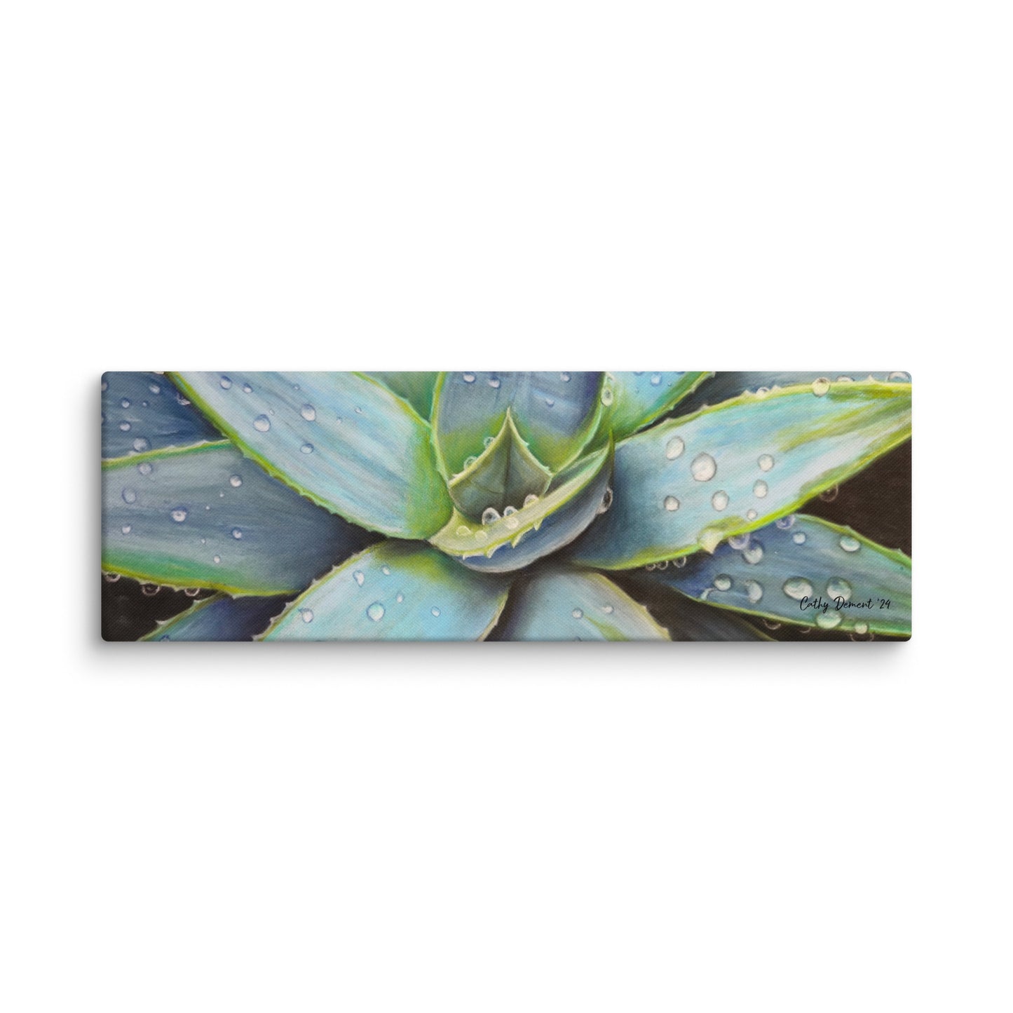 Canvas Print - Desert Jewel - Vibrant Agave Plant with Dew Drops, Wall Art by Cathy Dement