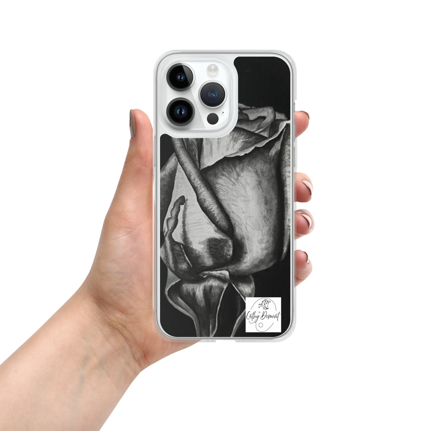 Dusk's Embrace: Monochrome Rose Artwork Clear Cell Phone Case for iPhone®