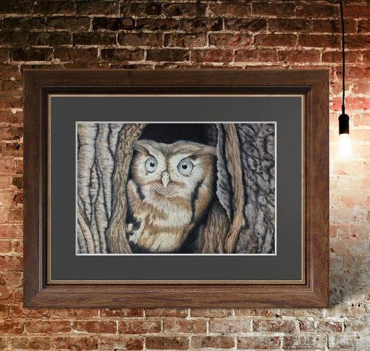 Original Artwork (available) Owl Serenity: Pastel Owl in Tree