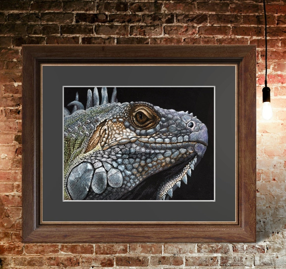 Reflective Reverie: Iguana's Gaze Artwork Design Giclée Print