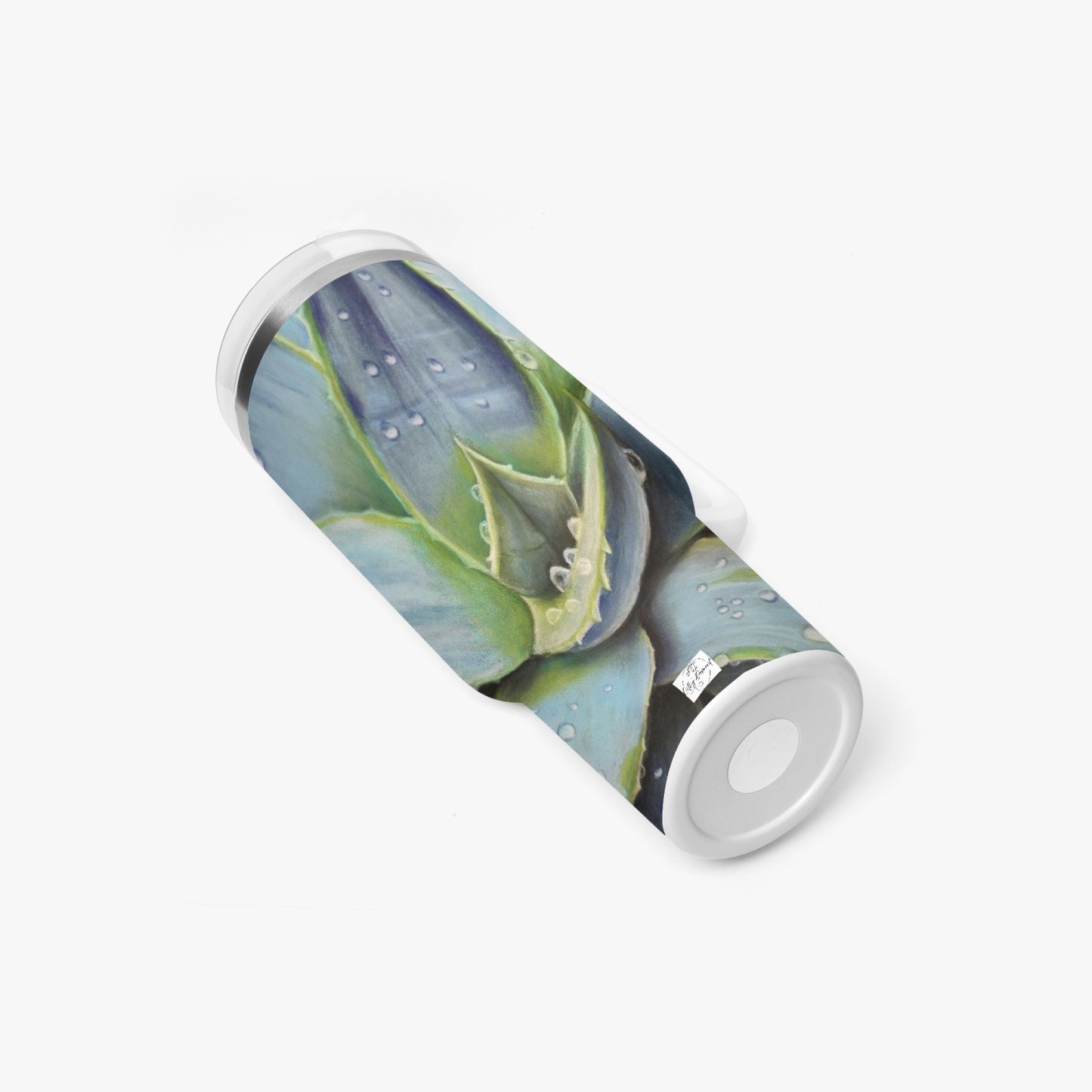 Stainless Steel Tumbler Cup - 40oz Desert Jewel - Blue Agave Plant Travel Mug, Floral Artwork by Cathy Dement