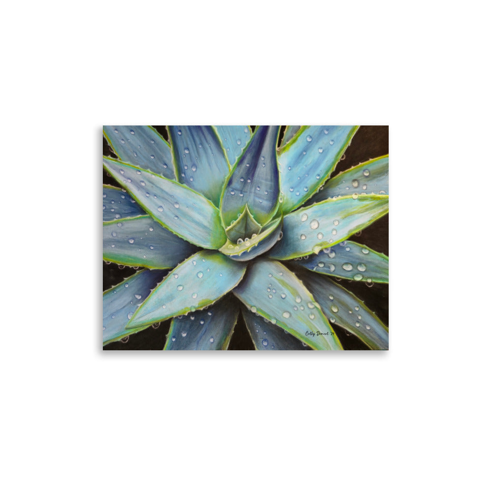 Giclée Print - Desert Jewel - Vibrant Agave Plant with Dew Drops, Artwork by Cathy Dement