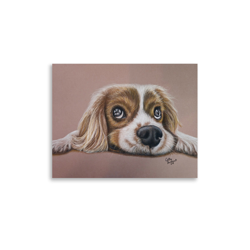 Giclée Print - Cavalier Curiosity - King Charles Cavalier Spaniel Wall Art, Cute Dog Artwork by Cathy Dement