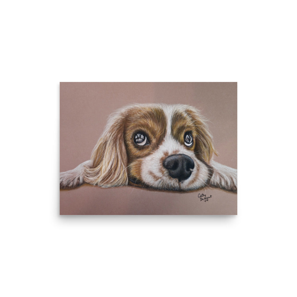 Giclée Print - Cavalier Curiosity - King Charles Cavalier Spaniel Wall Art, Cute Dog Artwork by Cathy Dement