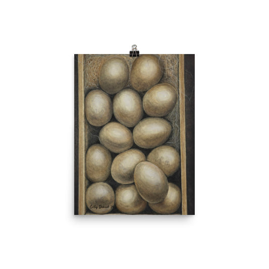 Eggs in a Basket: Giclée Print of Pastel Painting of Eggs in a Wood Crate