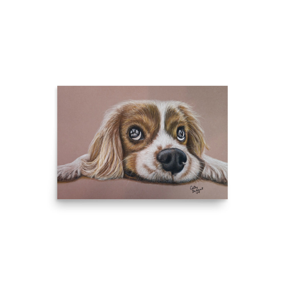 Giclée Print - Cavalier Curiosity - King Charles Cavalier Spaniel Wall Art, Cute Dog Artwork by Cathy Dement