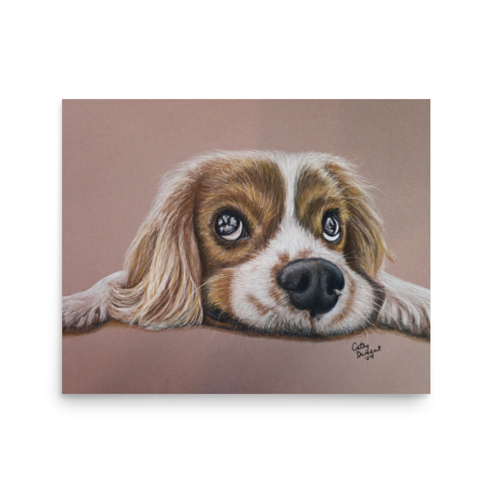 Giclée Print - Cavalier Curiosity - King Charles Cavalier Spaniel Wall Art, Cute Dog Artwork by Cathy Dement