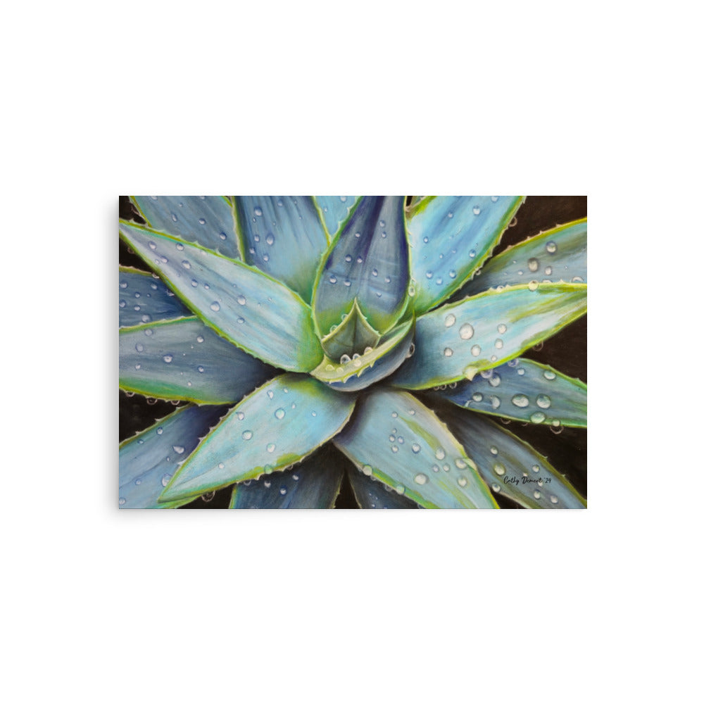 Giclée Print - Desert Jewel - Vibrant Agave Plant with Dew Drops, Artwork by Cathy Dement