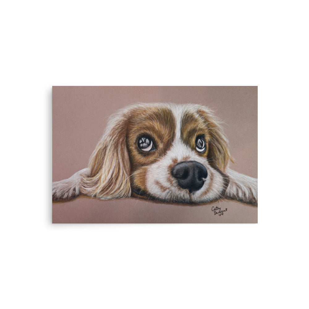 Giclée Print - Cavalier Curiosity - King Charles Cavalier Spaniel Wall Art, Cute Dog Artwork by Cathy Dement