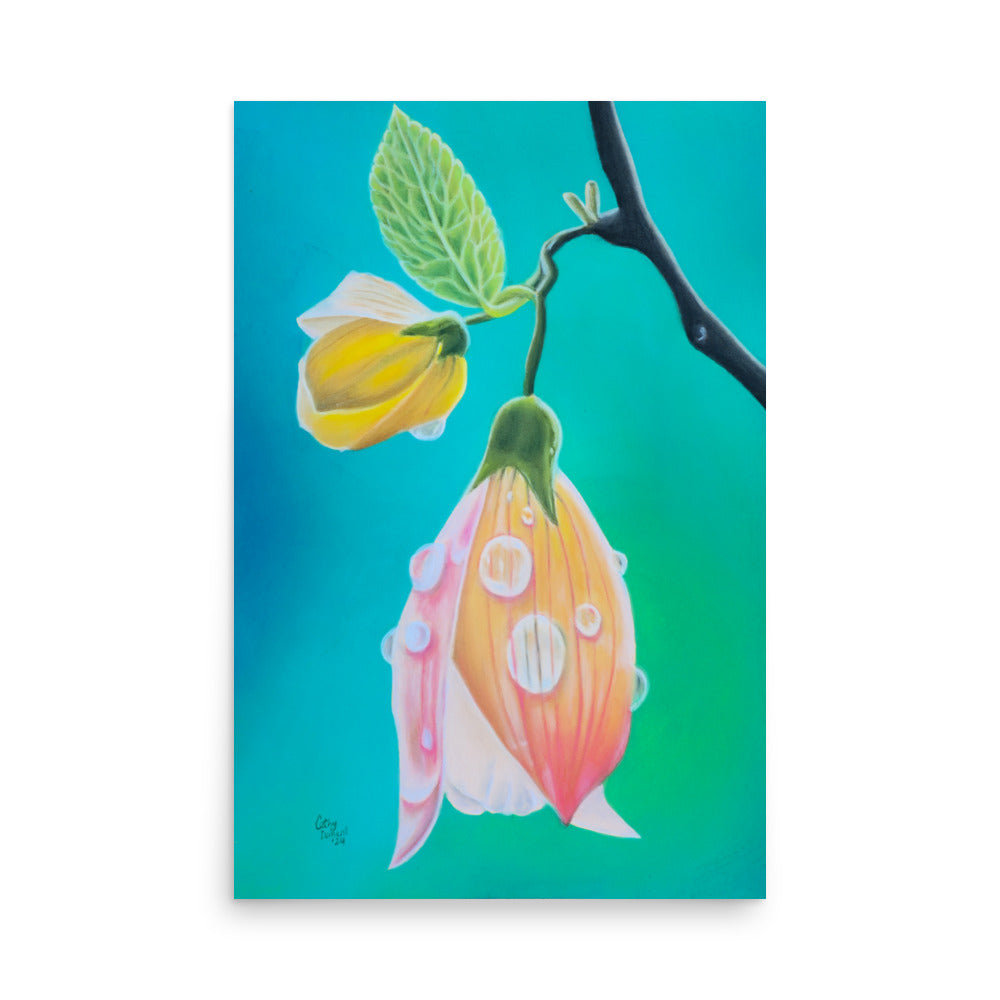 Giclée Print - Tickled Pink, Colorful Abutilon Flower, Floral Wall Art