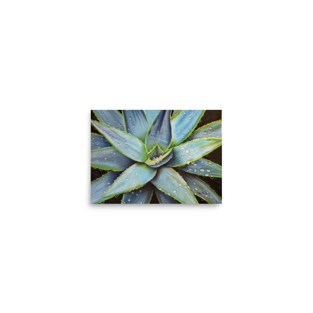 Giclée Print - Desert Jewel - Vibrant Agave Plant with Dew Drops, Artwork by Cathy Dement