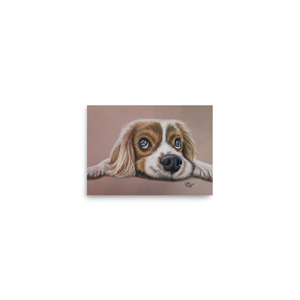 Giclée Print - Cavalier Curiosity - King Charles Cavalier Spaniel Wall Art, Cute Dog Artwork by Cathy Dement