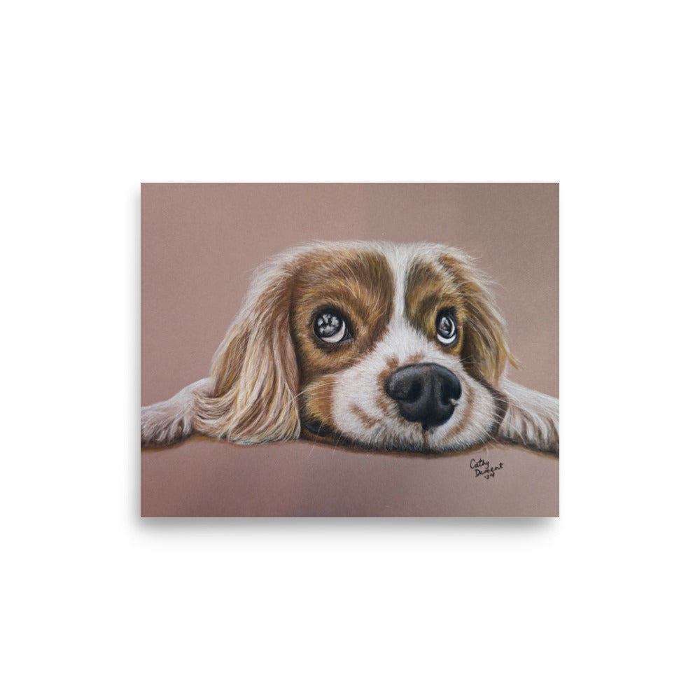 Giclée Print - Cavalier Curiosity - King Charles Cavalier Spaniel Wall Art, Cute Dog Artwork by Cathy Dement