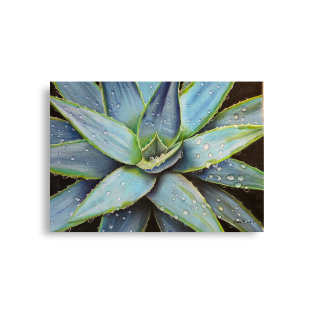 Giclée Print - Desert Jewel - Vibrant Agave Plant with Dew Drops, Artwork by Cathy Dement