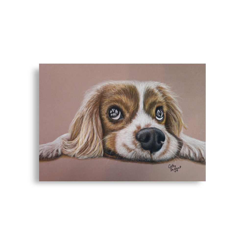 Giclée Print - Cavalier Curiosity - King Charles Cavalier Spaniel Wall Art, Cute Dog Artwork by Cathy Dement