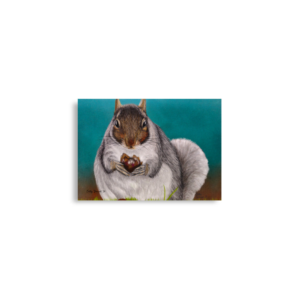 Giclée Print - A Little Nutty - Cute Squirrel Holding a Nut Artwork by Cathy Dement, Wall Art