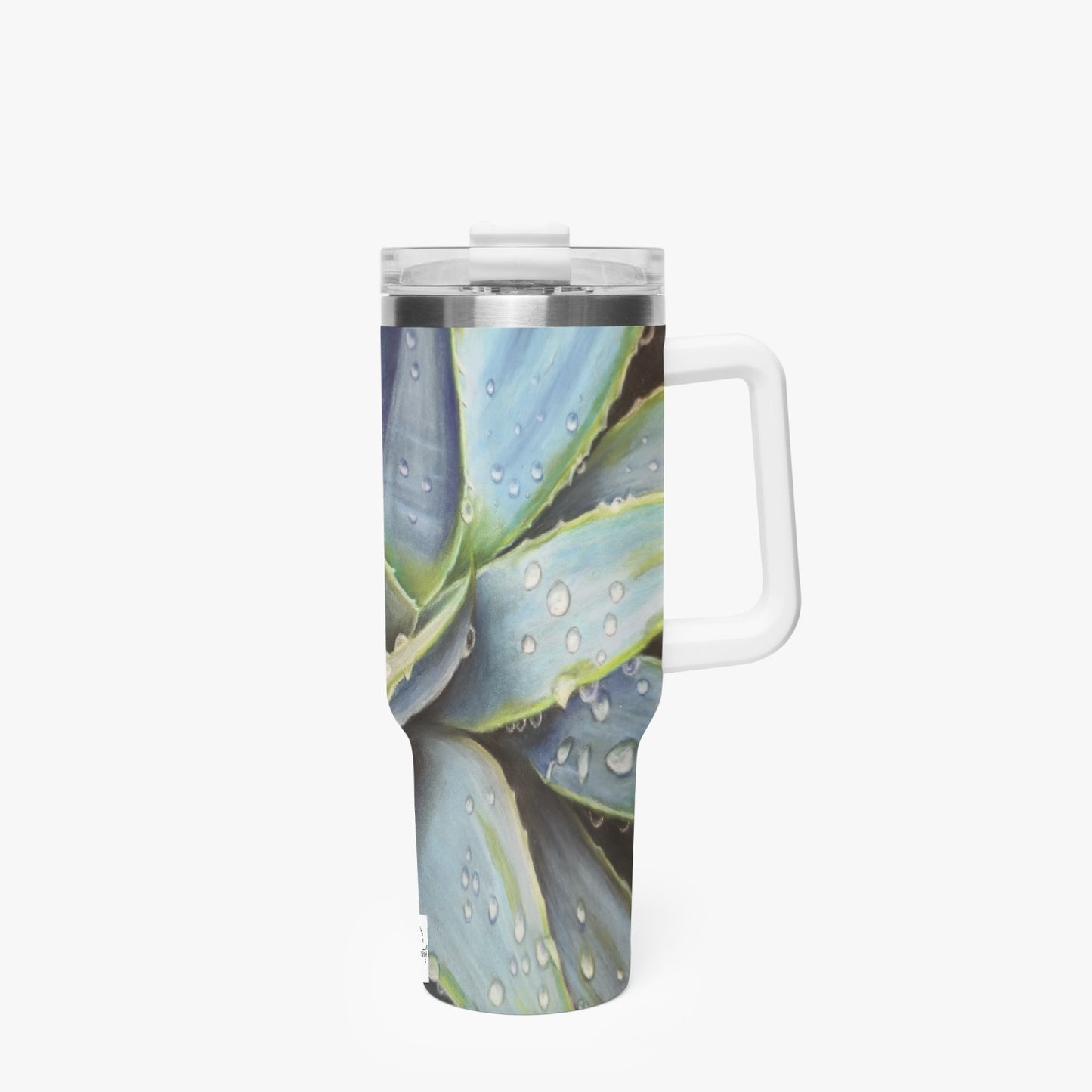 Stainless Steel Tumbler Cup - 40oz Desert Jewel - Blue Agave Plant Travel Mug, Floral Artwork by Cathy Dement