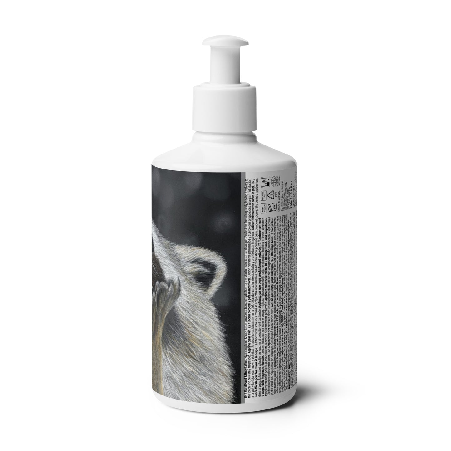 Catching Snowflakes: Whimsical Raccoon-themed Design Floral Hand & Body Lotion