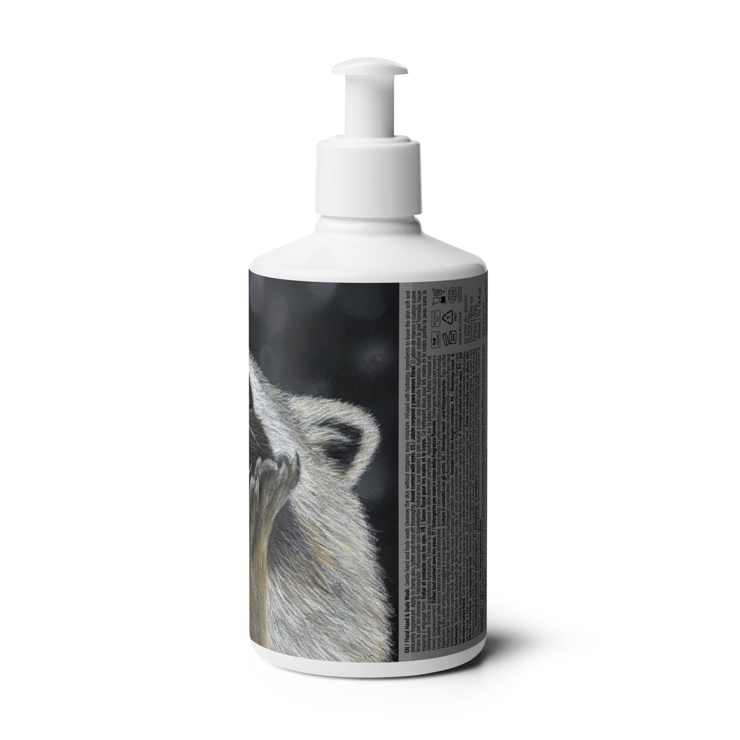 Catching Snowflakes: Whimsical Raccoon-themed Design Floral Hand & Body Wash Soap