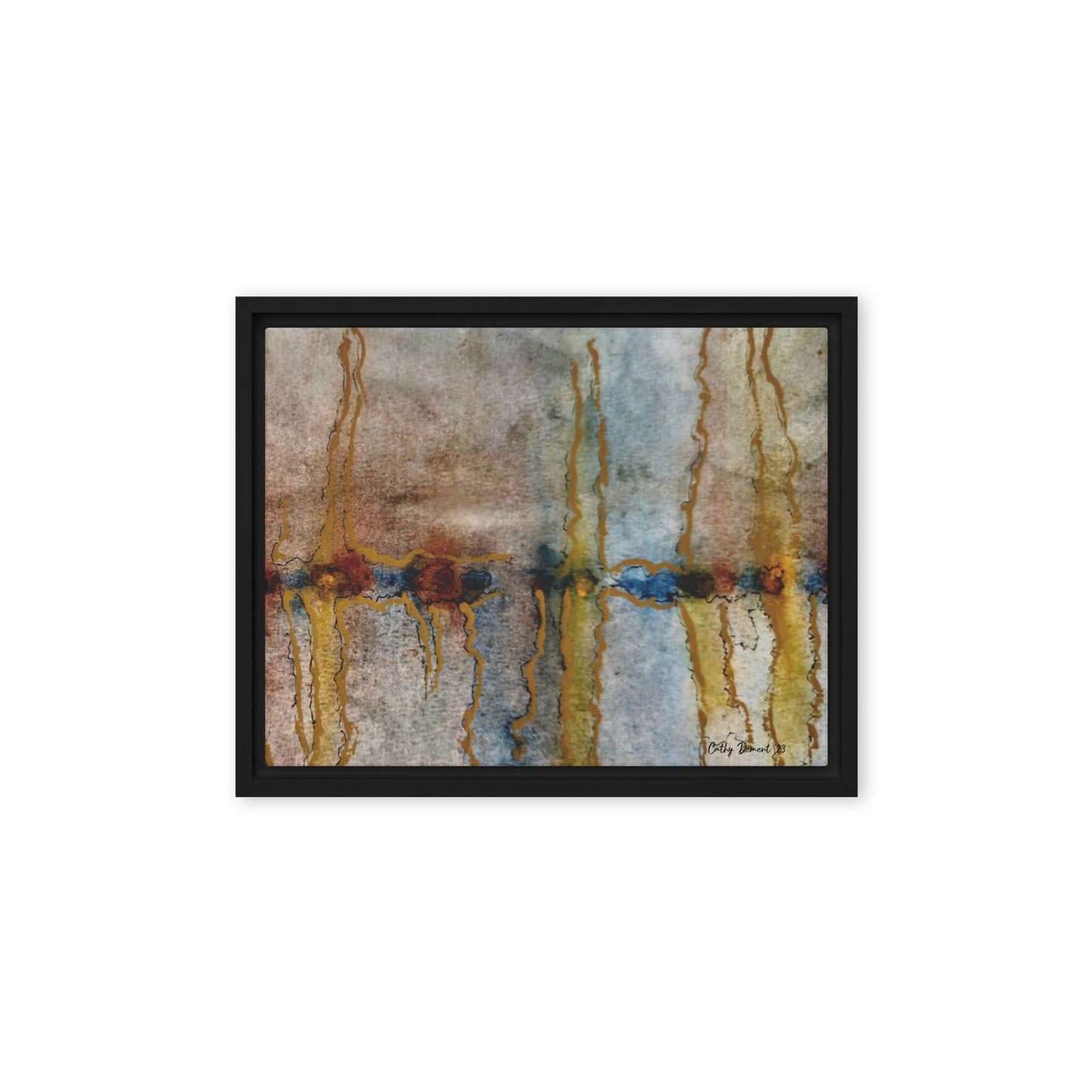 Framed Canvas Print - Twilight Reflections #1 - Abstract Sunset Watercolor Atwork, Wall Art