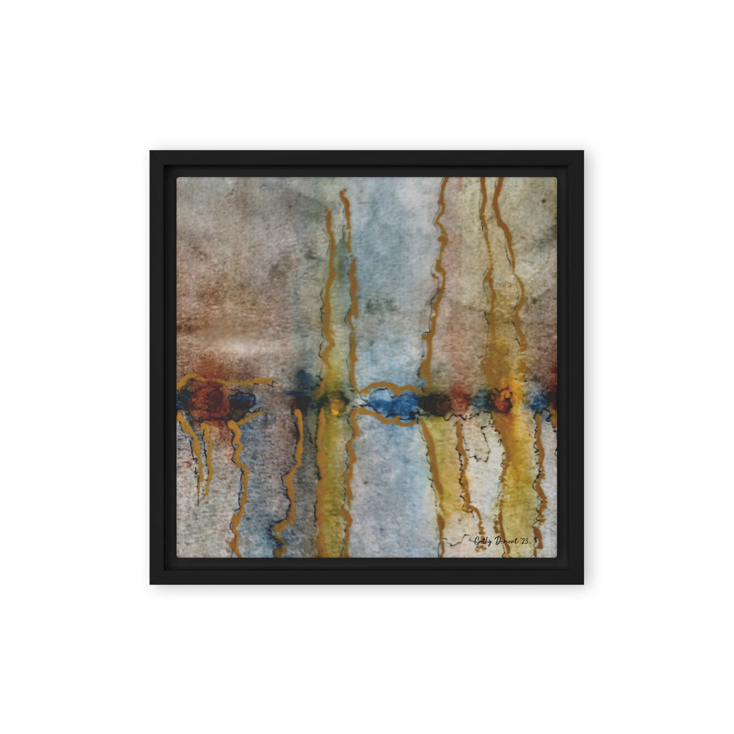 Framed Canvas Print - Twilight Reflections #1 - Abstract Sunset Watercolor Atwork, Wall Art