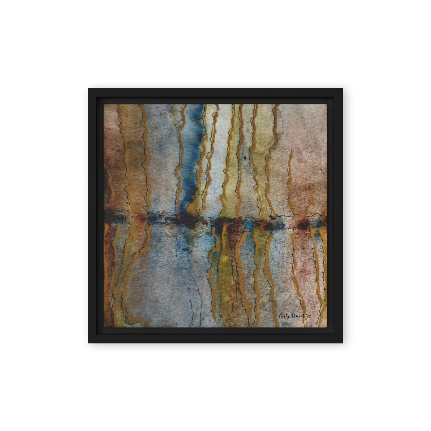 Framed Canvas Print - Twilight Reflections #2 - Abstract Sunset Watercolor Artwork, Wall Art