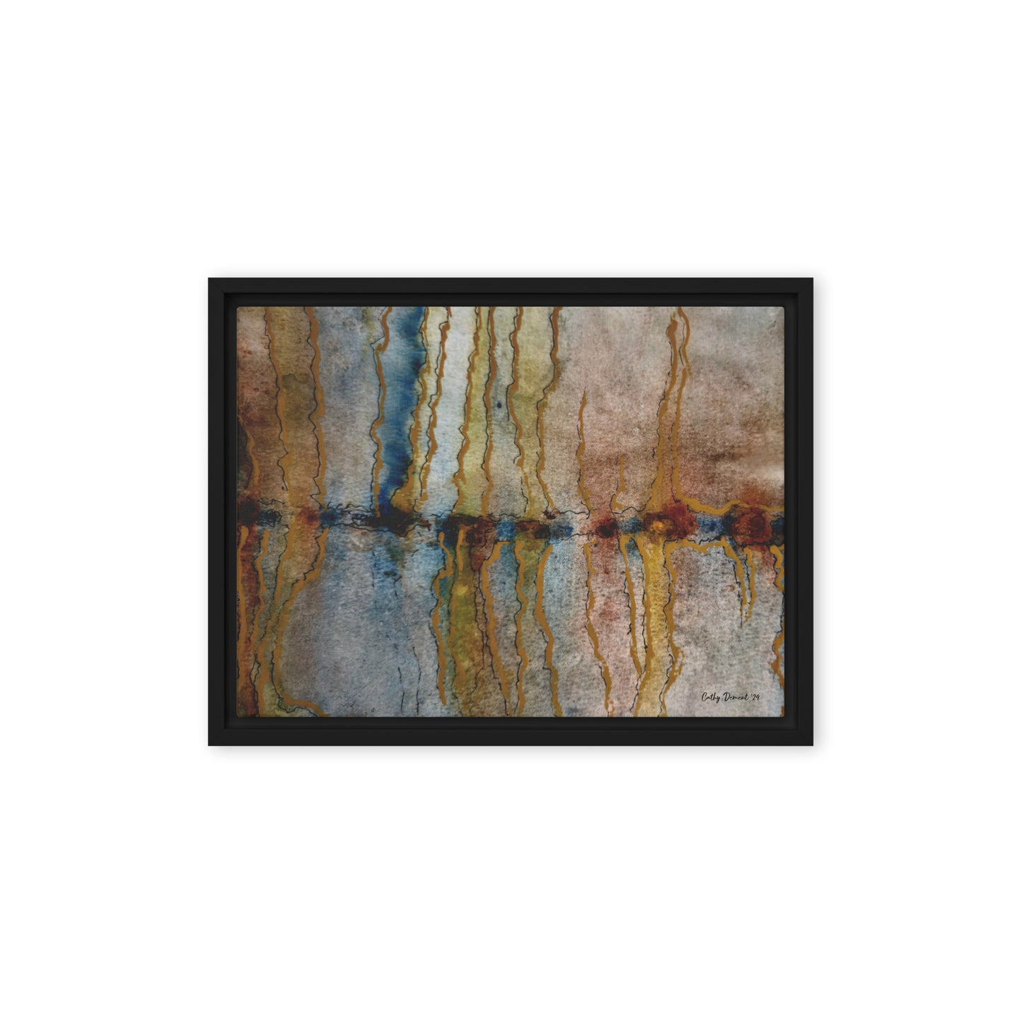 Framed Canvas Print - Twilight Reflections #2 - Abstract Sunset Watercolor Artwork, Wall Art