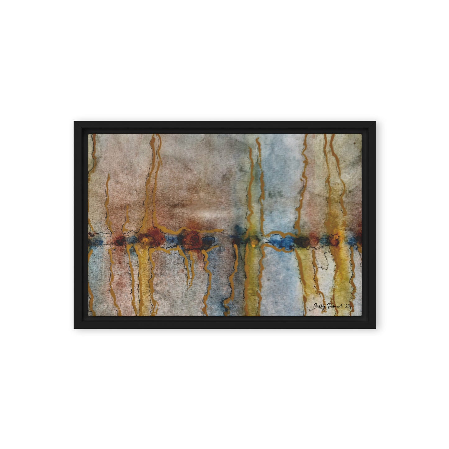 Framed Canvas Print - Twilight Reflections #1 - Abstract Sunset Watercolor Atwork, Wall Art