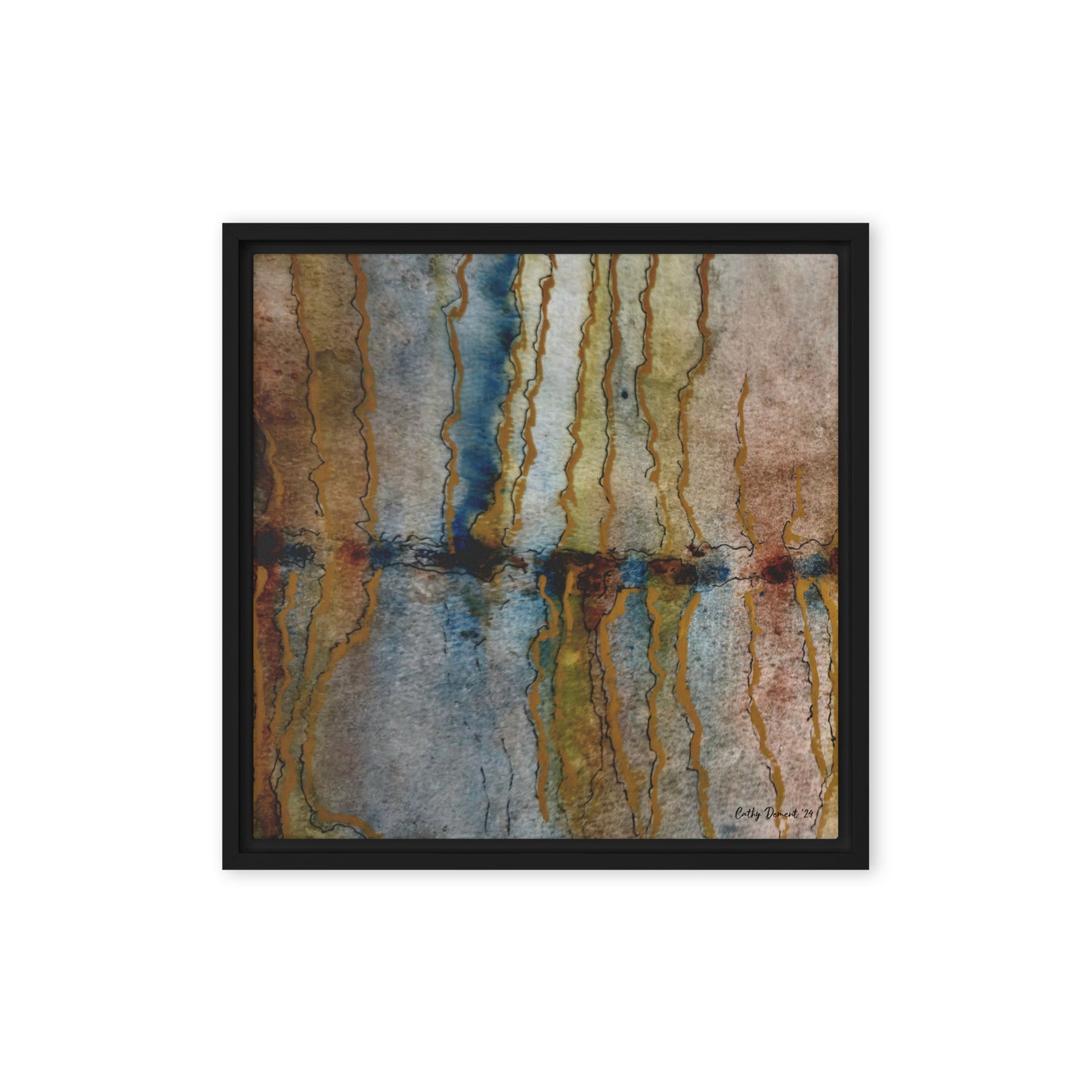 Framed Canvas Print - Twilight Reflections #2 - Abstract Sunset Watercolor Artwork, Wall Art