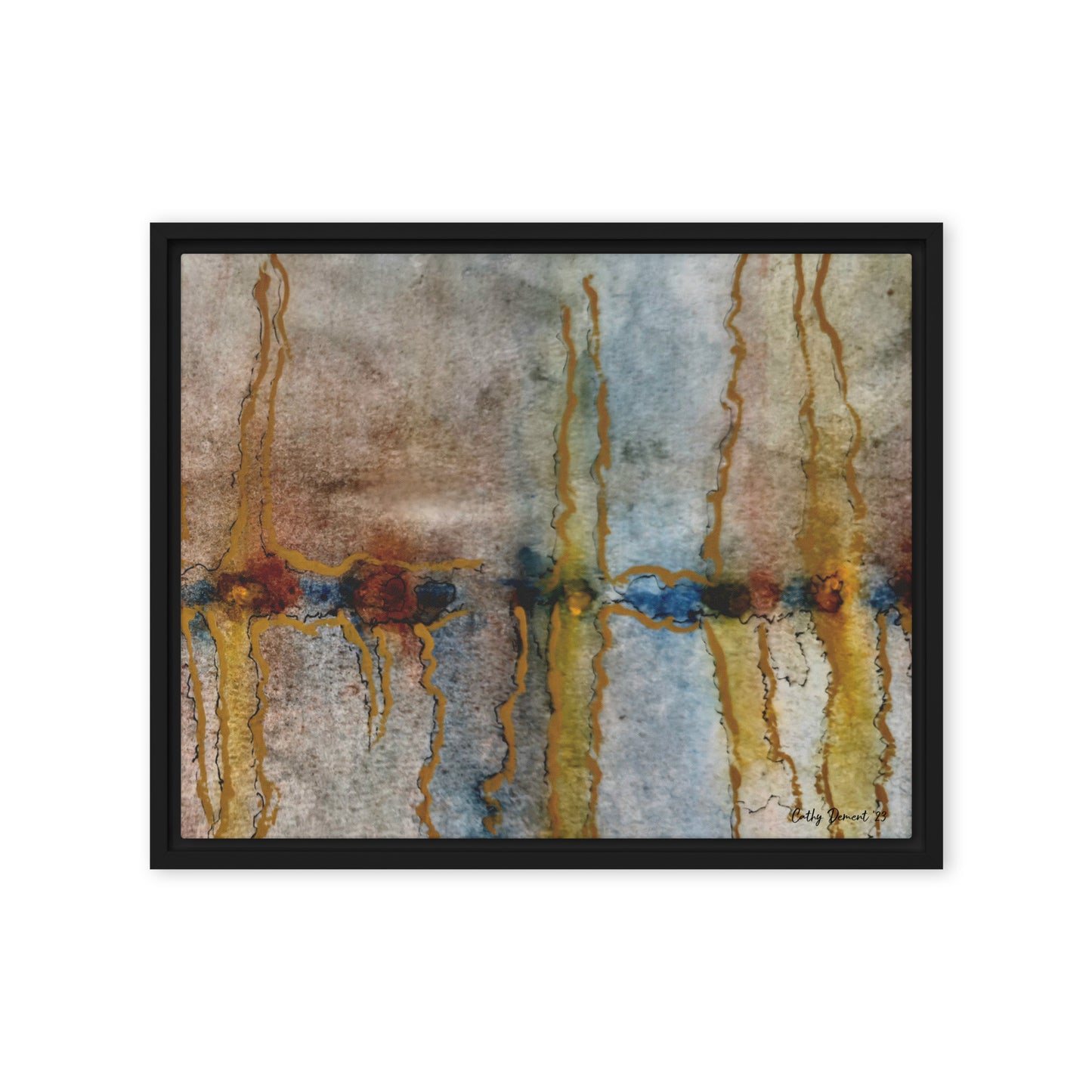 Framed Canvas Print - Twilight Reflections #1 - Abstract Sunset Watercolor Atwork, Wall Art