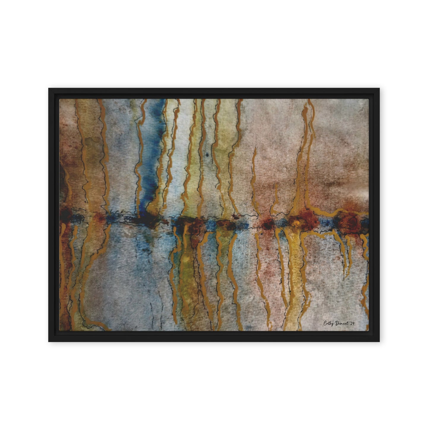 Framed Canvas Print - Twilight Reflections #2 - Abstract Sunset Watercolor Artwork, Wall Art