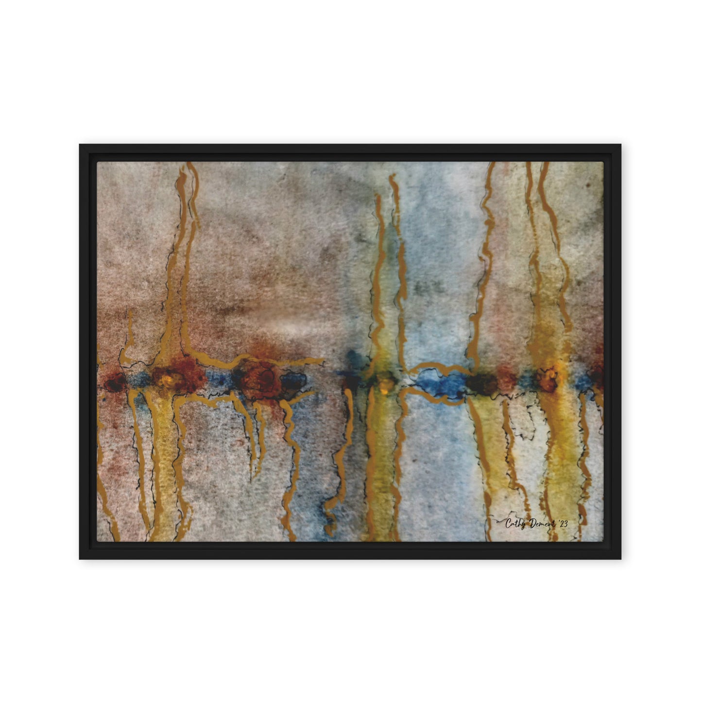 Framed Canvas Print - Twilight Reflections #1 - Abstract Sunset Watercolor Atwork, Wall Art