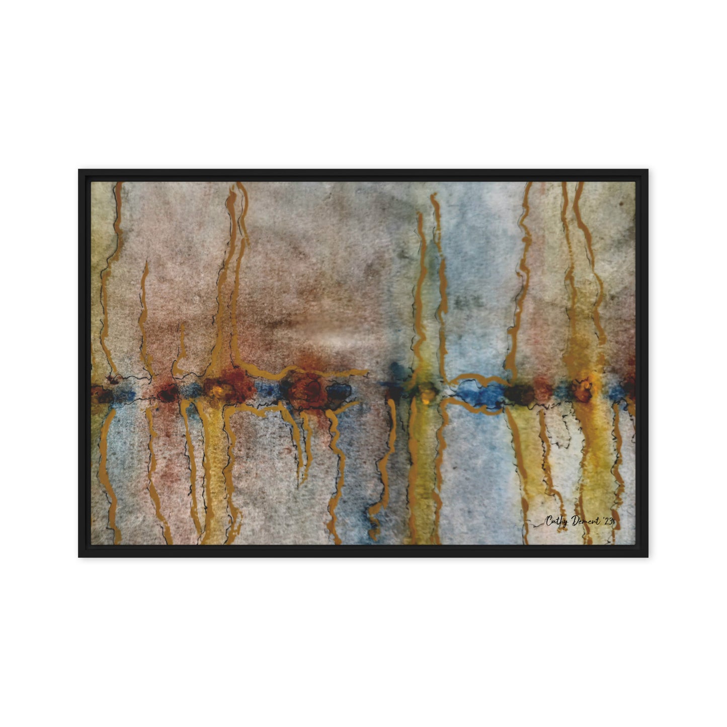 Framed Canvas Print - Twilight Reflections #1 - Abstract Sunset Watercolor Atwork, Wall Art