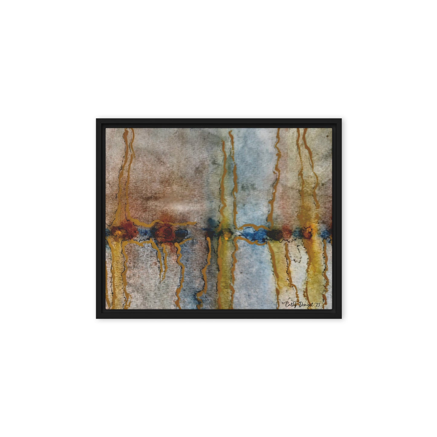 Framed Canvas Print - Twilight Reflections #1 - Abstract Sunset Watercolor Atwork, Wall Art