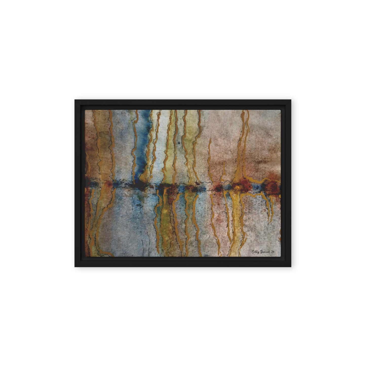 Framed Canvas Print - Twilight Reflections #2 - Abstract Sunset Watercolor Artwork, Wall Art