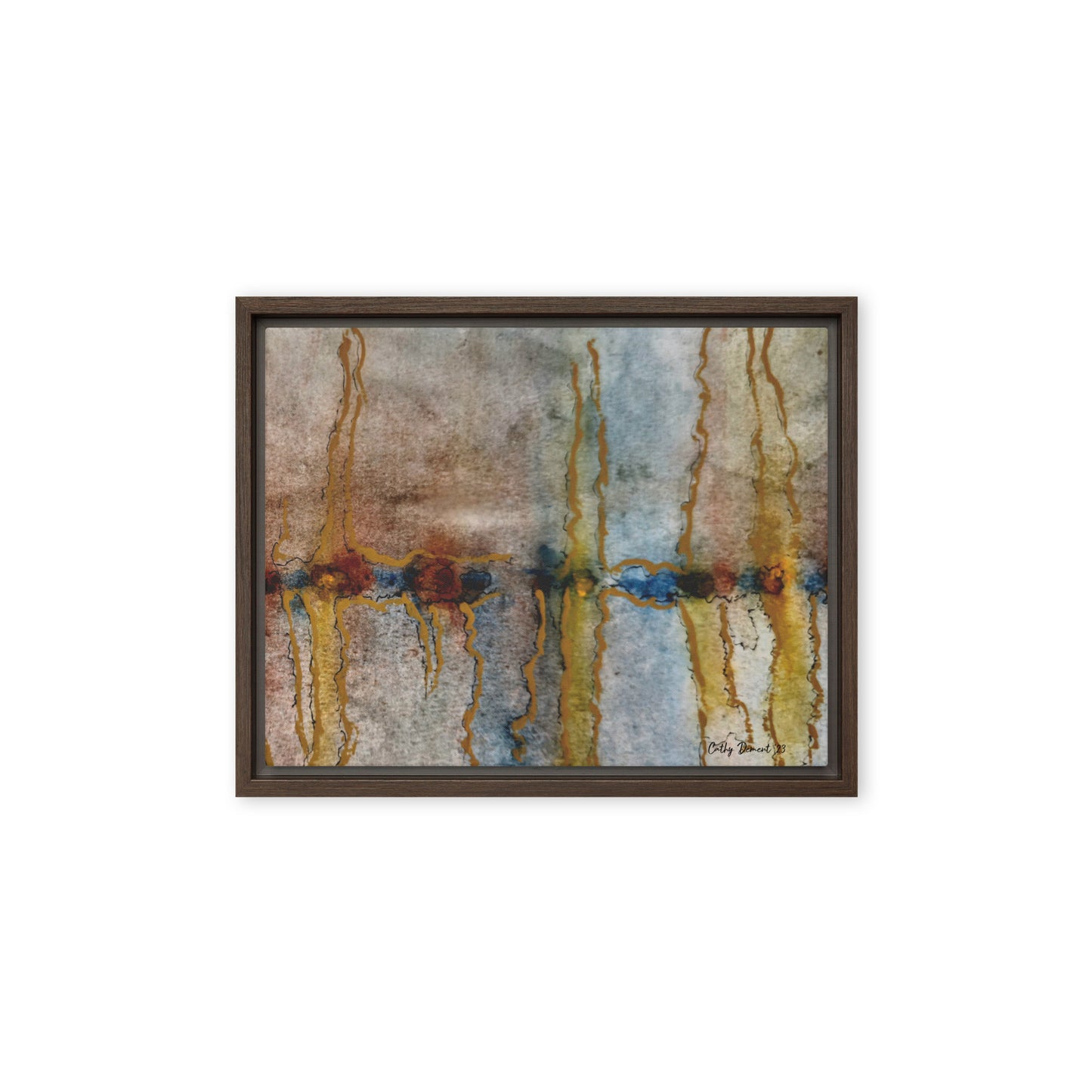 Framed Canvas Print - Twilight Reflections #1 - Abstract Sunset Watercolor Atwork, Wall Art