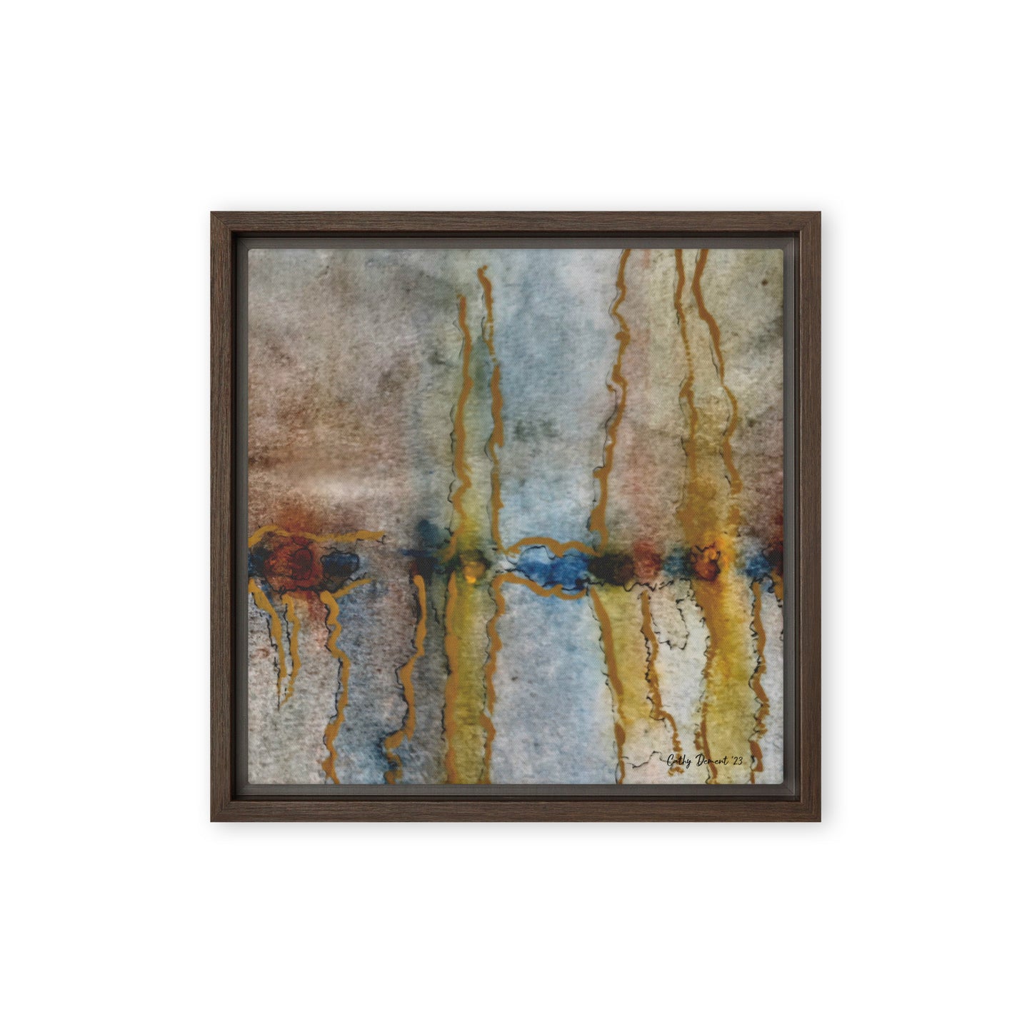 Framed Canvas Print - Twilight Reflections #1 - Abstract Sunset Watercolor Atwork, Wall Art