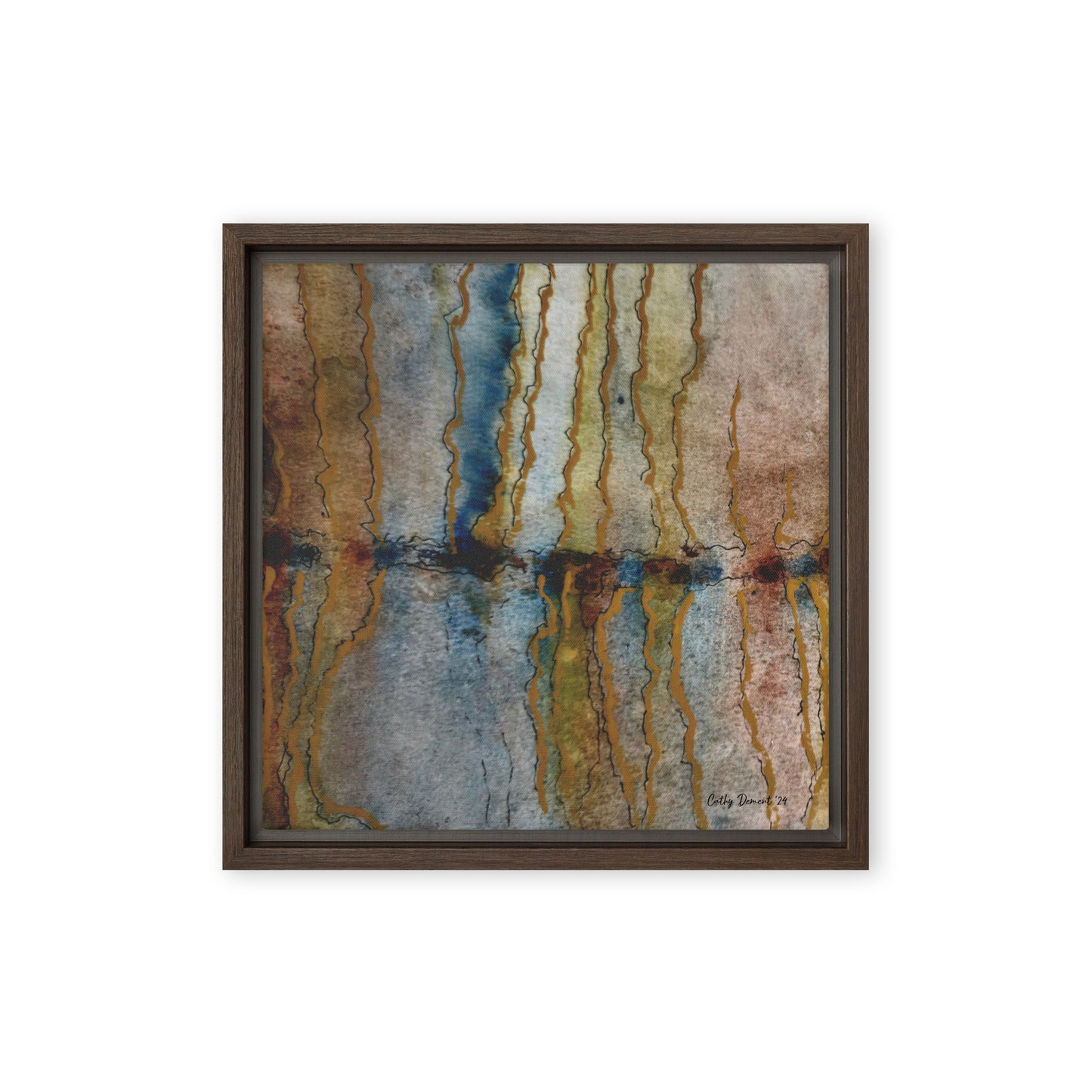 Framed Canvas Print - Twilight Reflections #2 - Abstract Sunset Watercolor Artwork, Wall Art