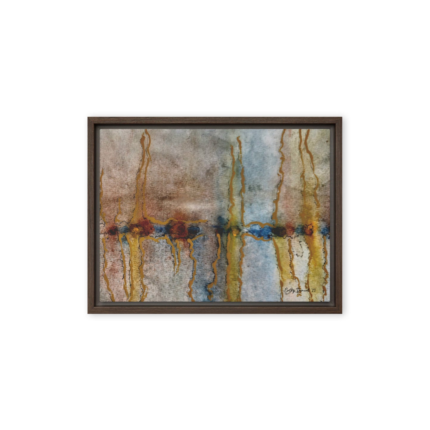 Framed Canvas Print - Twilight Reflections #1 - Abstract Sunset Watercolor Atwork, Wall Art