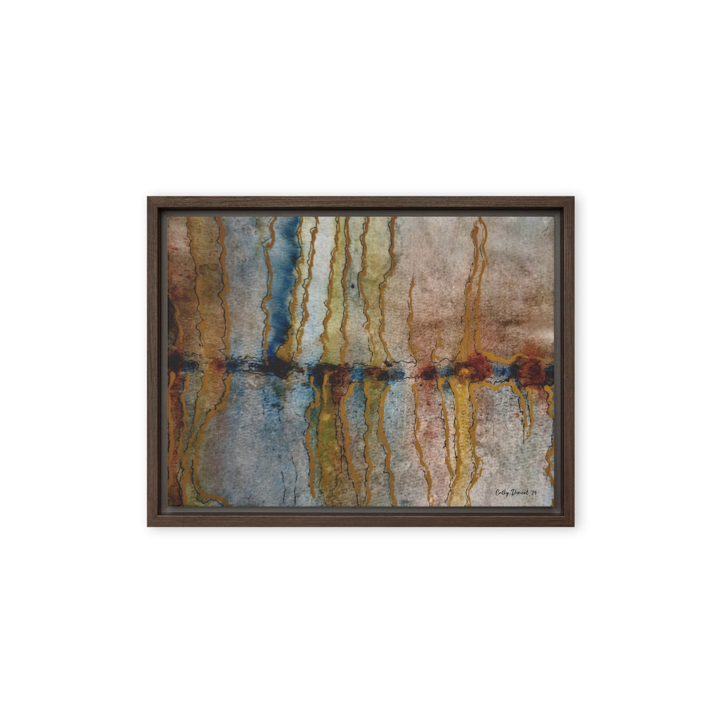 Framed Canvas Print - Twilight Reflections #2 - Abstract Sunset Watercolor Artwork, Wall Art